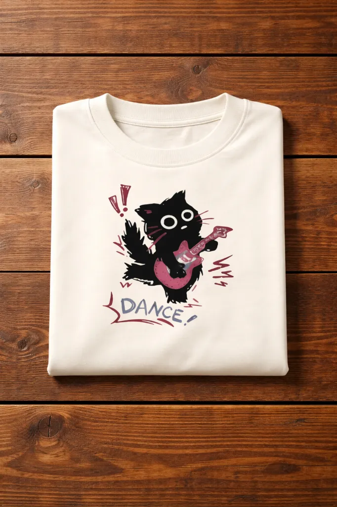 Groove Kitty Oversized Tee (XS, off white)